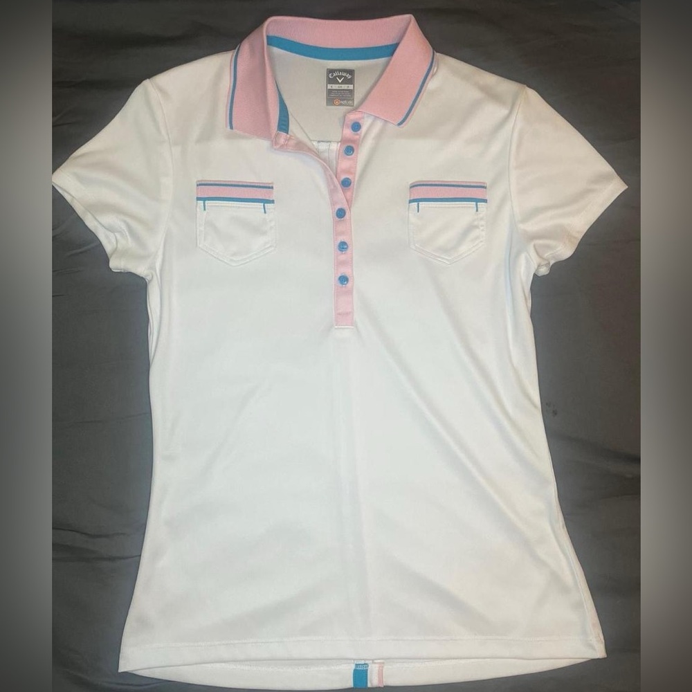 Callaway White & Pink Golf Polo
